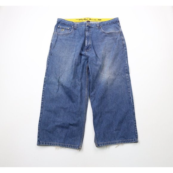 Vintage DMX Ruff Ryders Mens 40x26 Distressed Hip Hop Baggy Wide Leg Denim Jeans - Picture 1 of 11